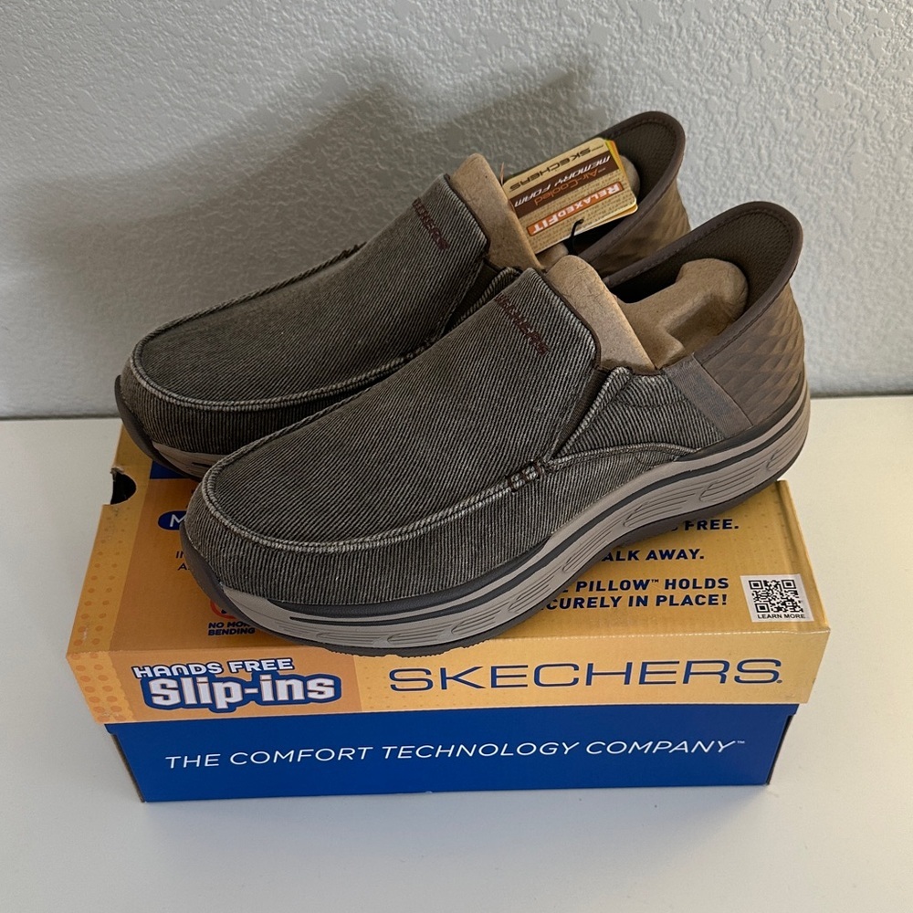 Skechers Men's Remaxed Fenick Brown Slip in Shoes Sneakers (204839/BRN) Size 8.5